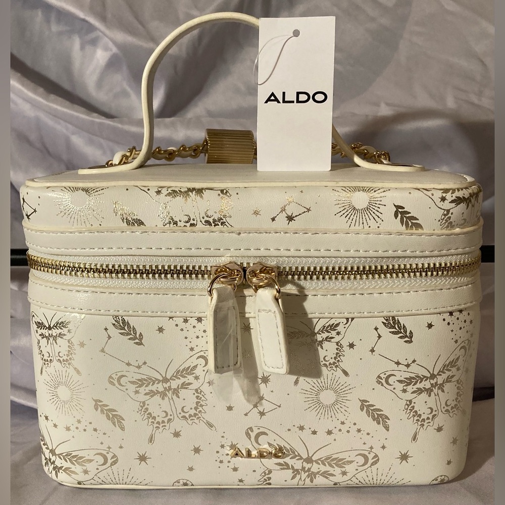 ALDO Antique White and Gold Butterfly Handbag With Adjustable Cross Body Strap